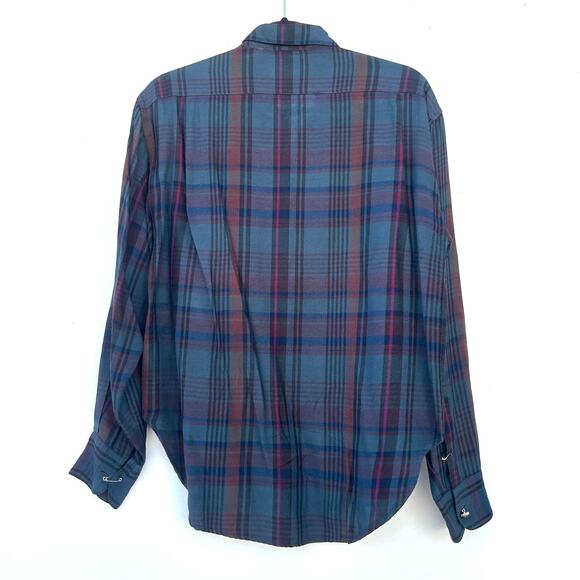 Vintage Ralph Lauren Flannel Bugle Hunting Horn Buttons Archival Plaid 8 Wool - Picture 3 of 9